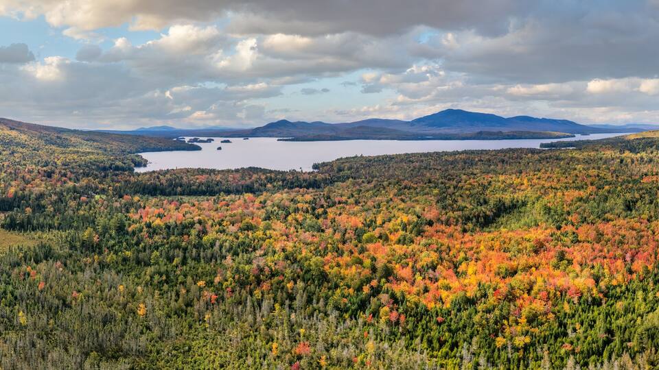 Beautiful fall foliage at Moosehead Lake - Maine