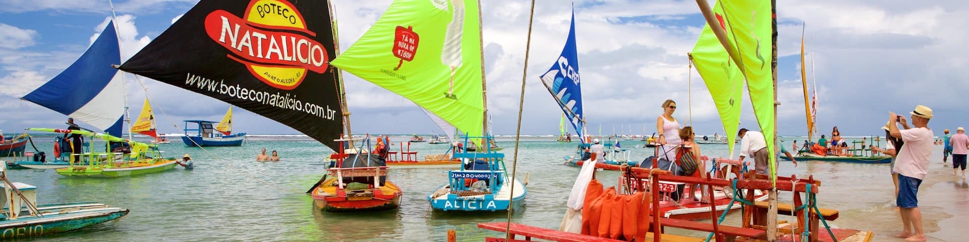 Porto de Galinhas showing rafting, a beach and general coastal views