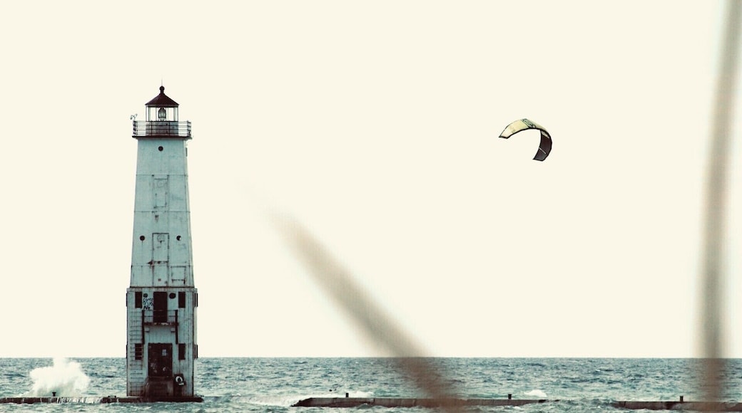 Beautiful fall day on Lake Michigan. Fall wind means waves and wind boarding. #michiganawesome