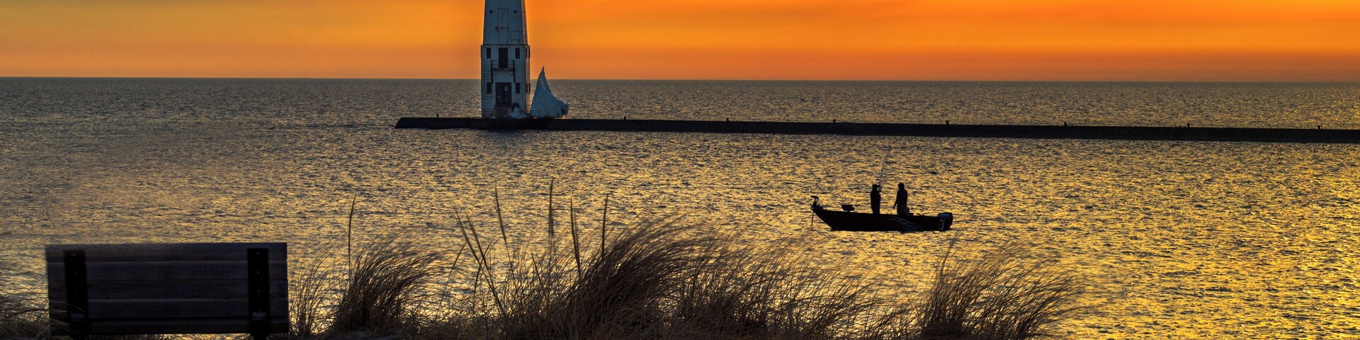 Here is the lighthouse at the Frankfort North Pier Head. This was one heck of a sunset and it just kept getting better. I got lucky when the fishing boat passed by. But, if I'm being honest, I asked a couple of teenagers to not sit on the bench... I have this uncontrollable desire to not have any people in my photos and I had been setup and waiting there for about 20 minutes when they started walking into my frame. They were very curtious and move to a bench that is just of the left side of the shot. Then, of course, I waited for the fisherman to enter... Don't try to figure it out, it makes no sense.
#bvsquad #golden
