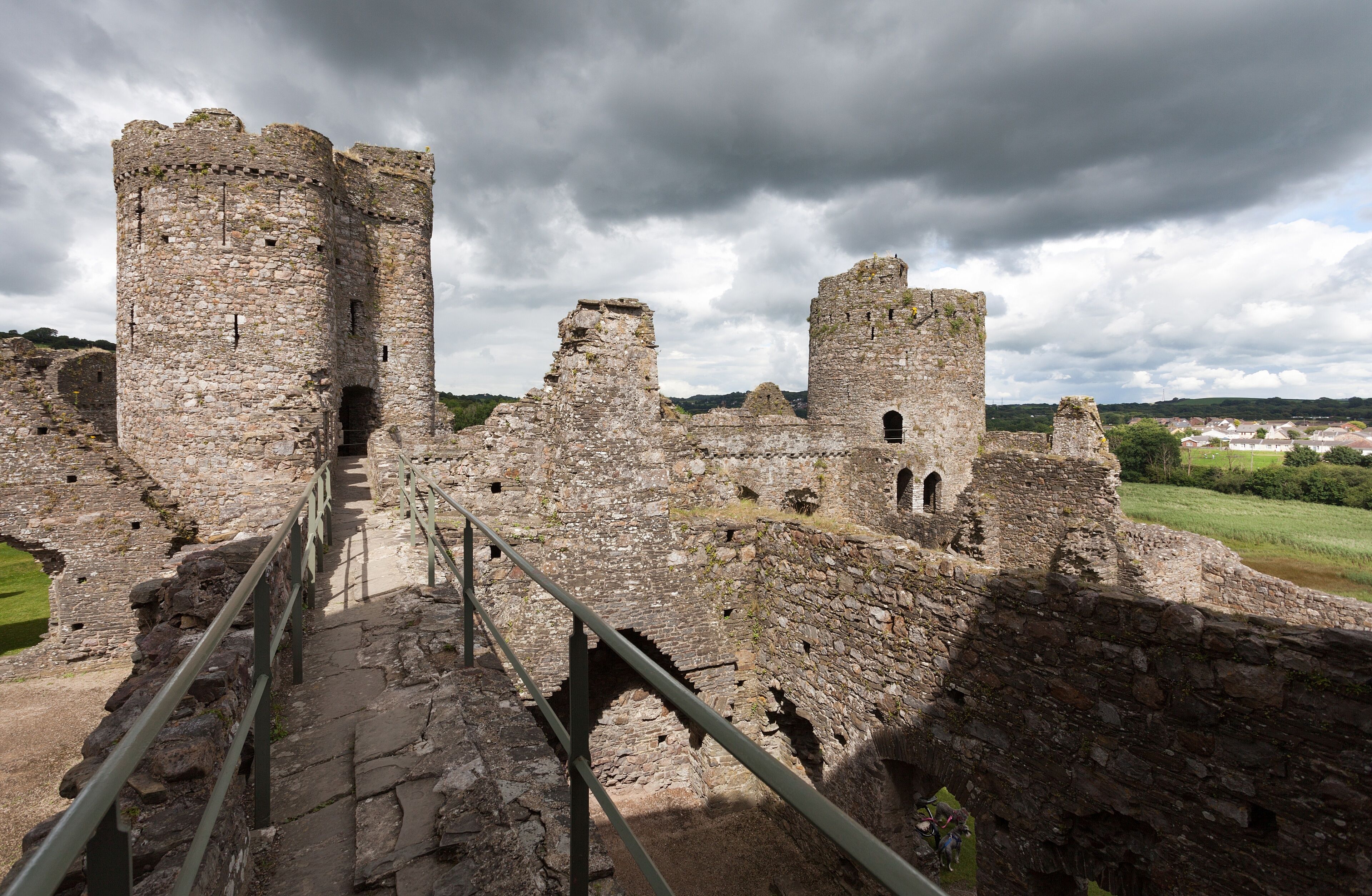 Editorial Kidwelly, UK - July 22, 2017: Kidwelly Castle is a Norman castle and popular tourist attraction in Kidwelly, South Wales, owned by Cadw, the Welsh Government’s historic environment service