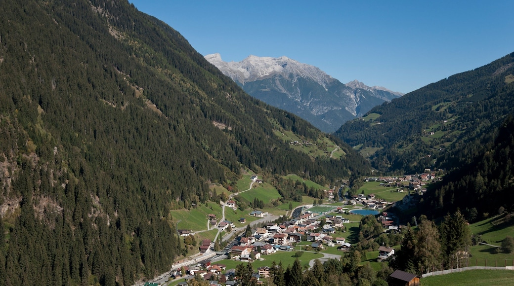 See featuring a small town or village and mountains