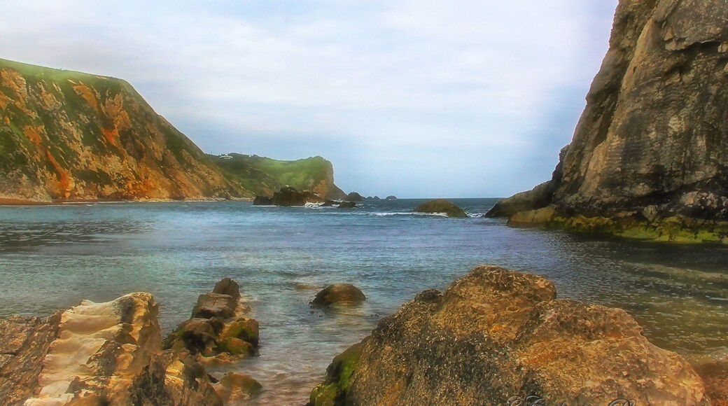 This is a sheltered cove in Dorset coastling and Ireme, let's make it a date when you are England let go for hiking in this part of Dorset #England #landscape #travel #nationalpark #water #hiking #nature #landscape