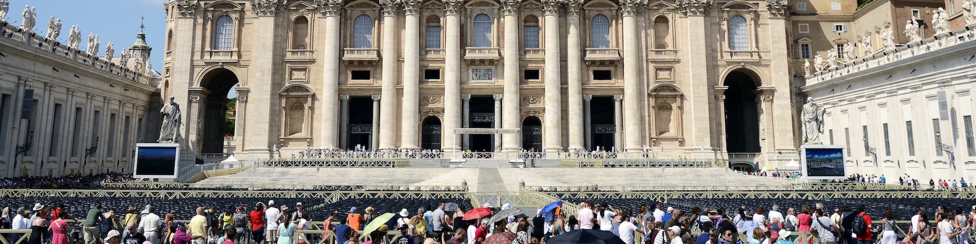 St. Peter's Basilica with its large dome and classical architecture.