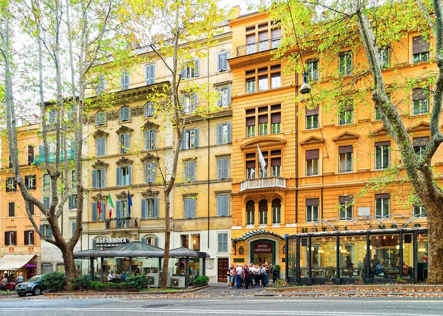 Cozy street in Via Vittorio Veneto Rome