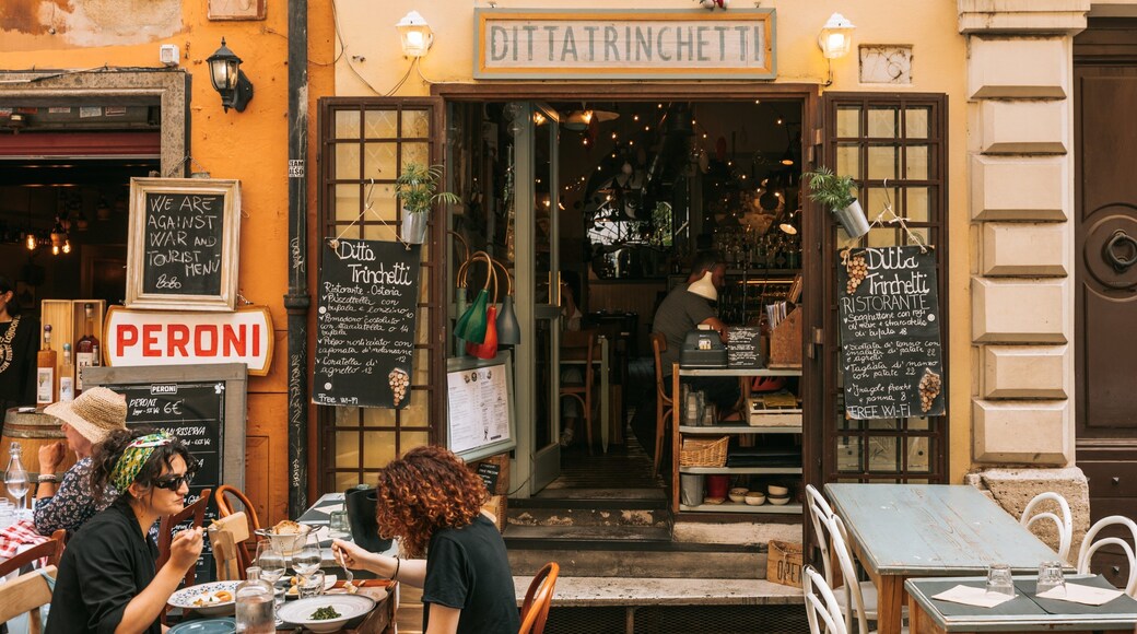 Trastevere showing outdoor eating as well as a couple