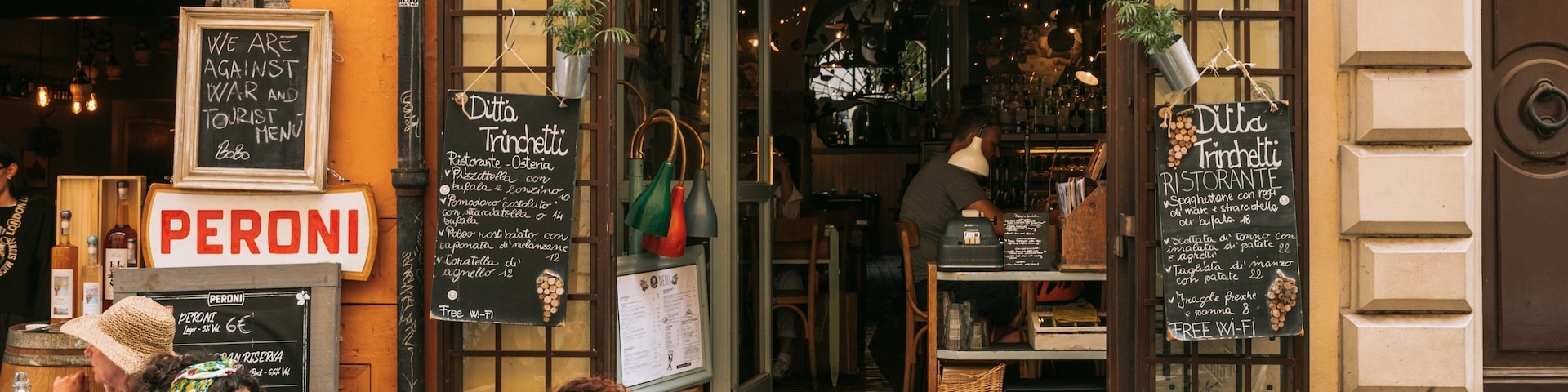 Trastevere showing outdoor eating as well as a couple