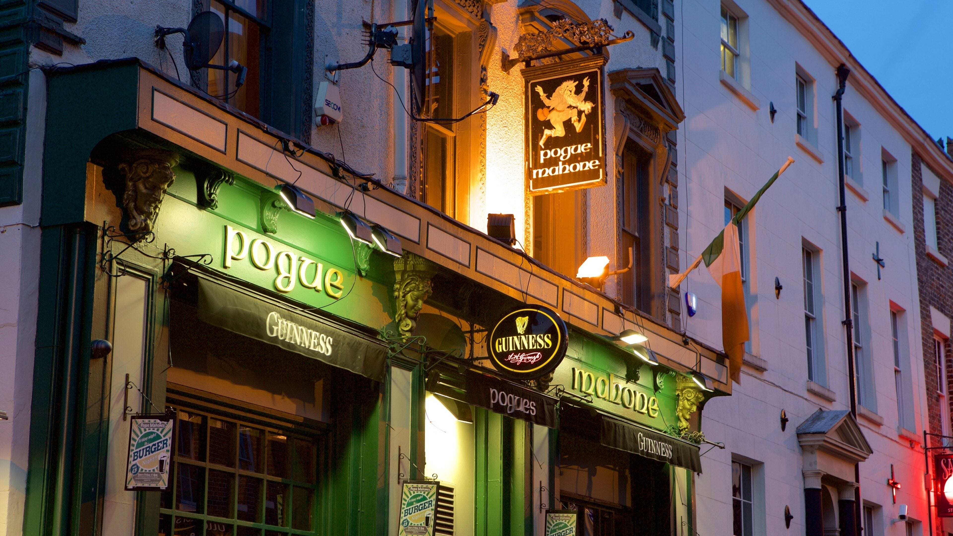 Liverpool showing signage and night scenes