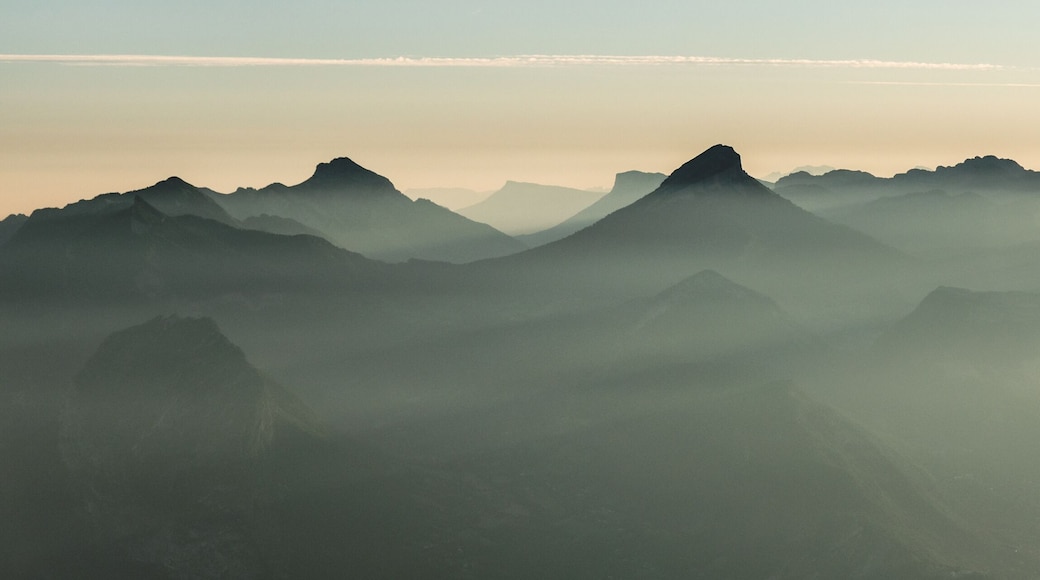 Chartreuse mountain range in the mist at sunrise