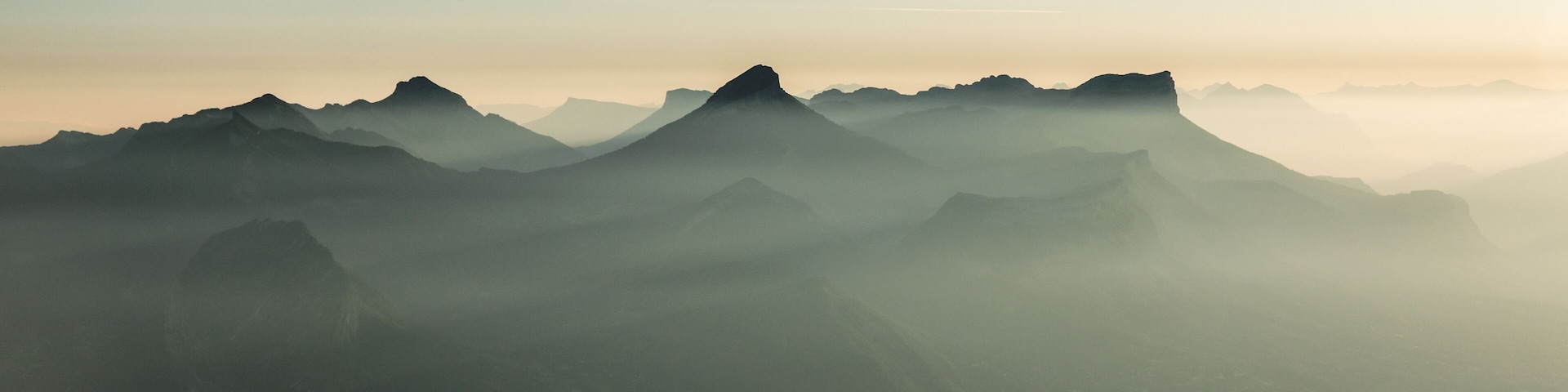 Chartreuse mountain range in the mist at sunrise
