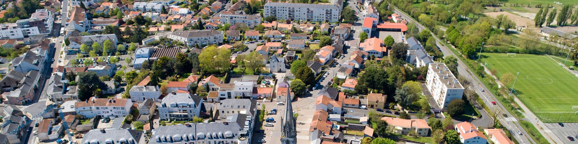 Photographie aérienne de la ville de Saint Sebastien sur Loire