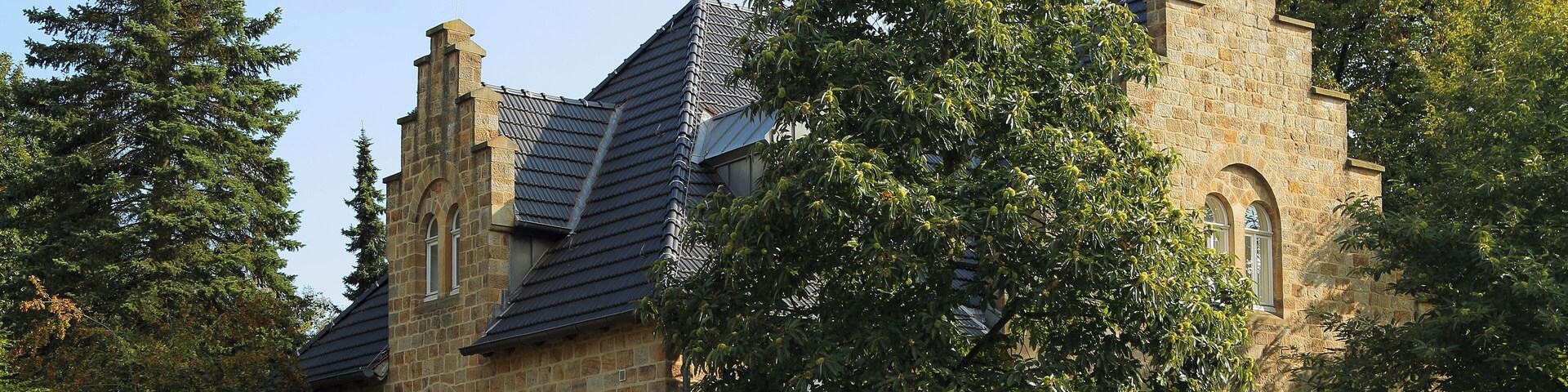 Former Protestant School (Alte Evangelische Schule) in Hörstel, Kreis Steinfurt, North Rhine-Westphalia, Germany. This sandstone building, 3 Westphalia Street (Westfalenstraße 3), is a listed cultural heritage monument.