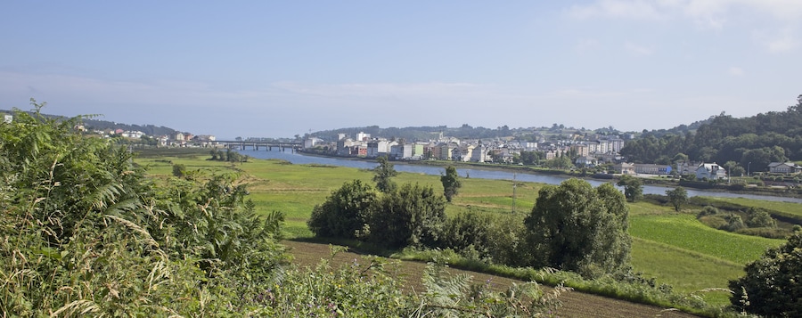 The town of Navia and the River Navia, Asturias, Spain.