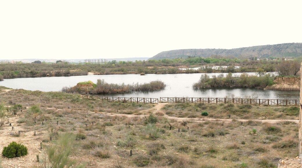 Panoramic view of Miralrio lake in Velilla de San Antonio, Madrid, Spain.