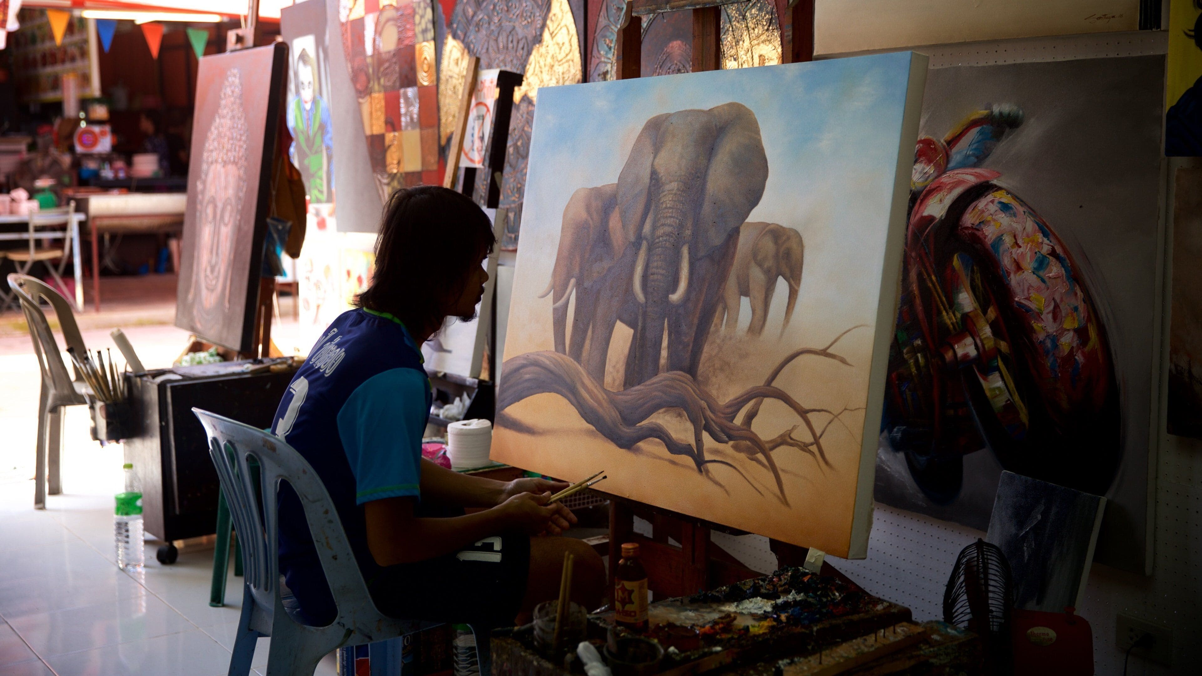 Karon featuring art as well as an individual male