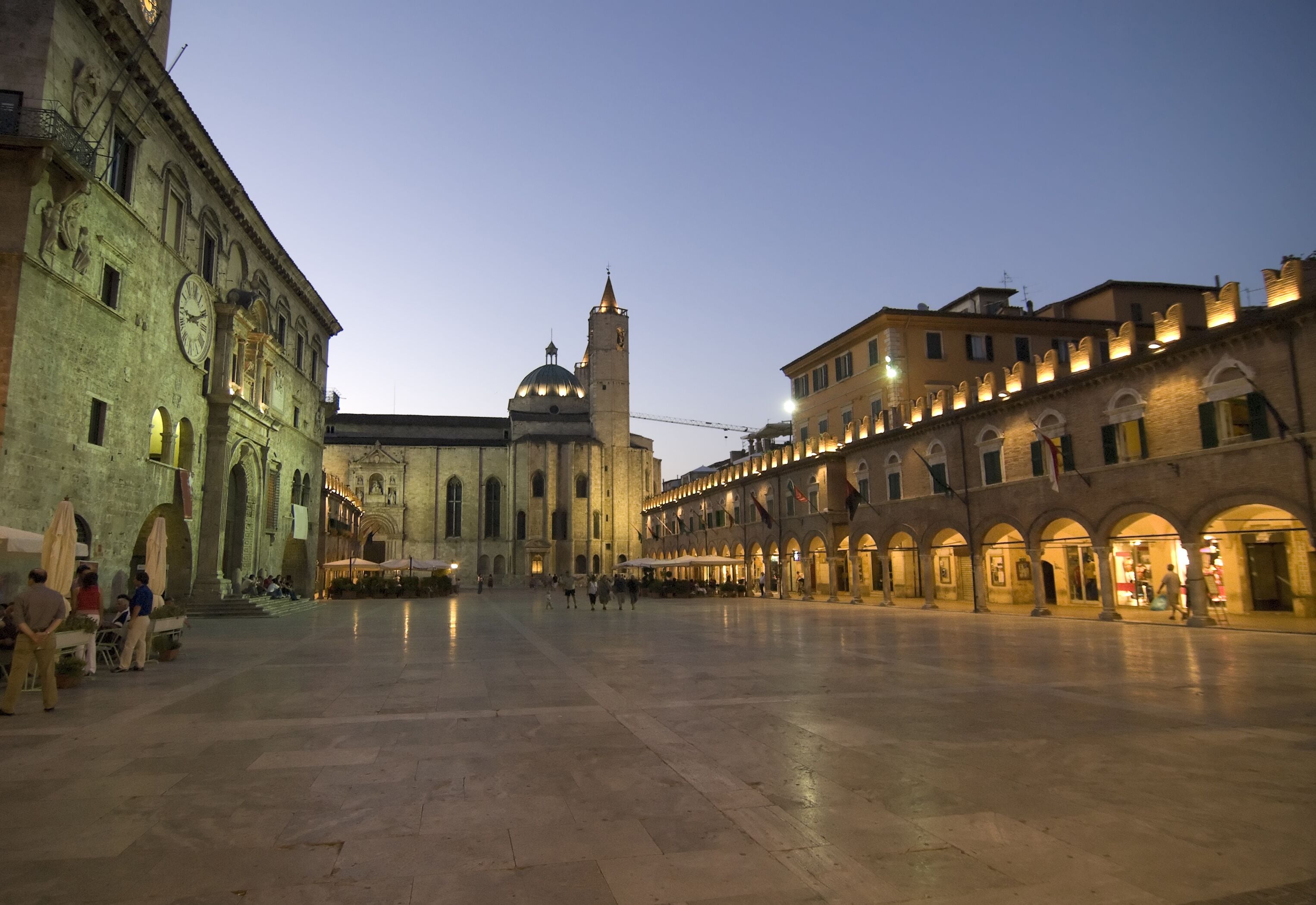 Ascoli Piceno (Marche, Italy) - The main square, Piazza del Popolo, at night; Shutterstock ID 18584686