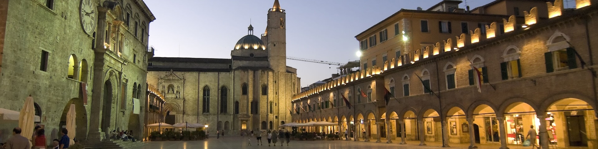 Ascoli Piceno (Marche, Italy) - The main square, Piazza del Popolo, at night; Shutterstock ID 18584686