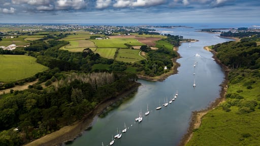 River Aber Wrac'h And Landscape In Region Landeda At The Finistere Atlantic Coast In Brittany, France