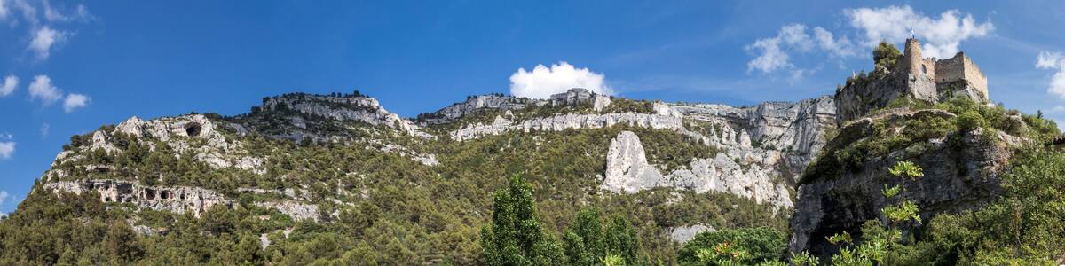 Ruins of the castle of the Bishop of Cavaillon in Fontaine-de-Vaucluse, Provence; France