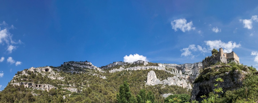 Ruins of the castle of the Bishop of Cavaillon in Fontaine-de-Vaucluse, Provence; France