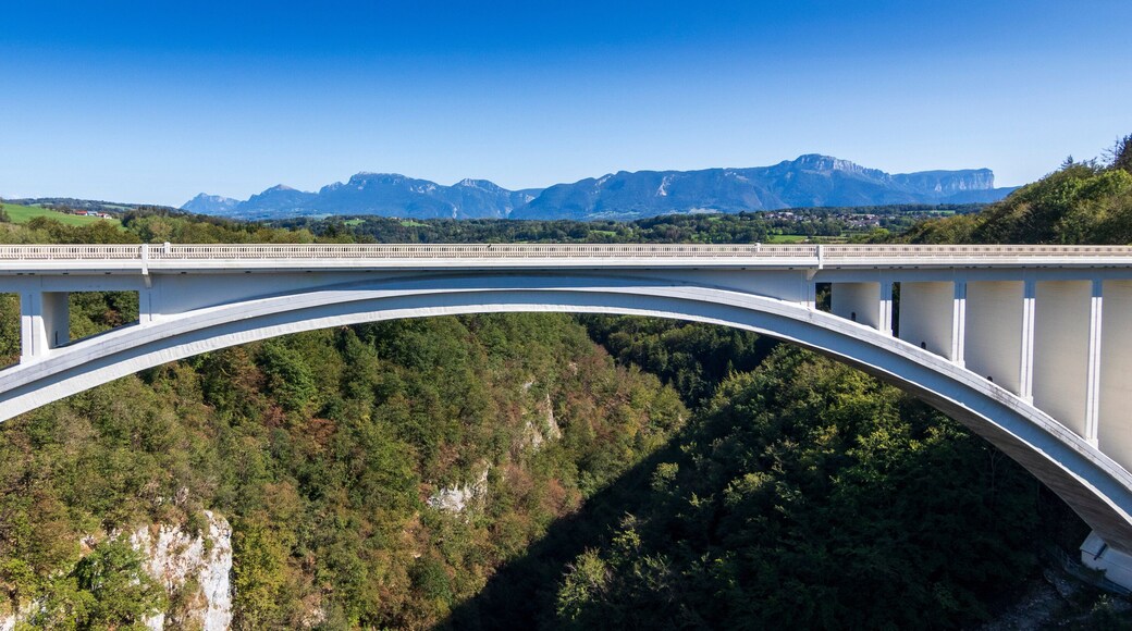 La Caille France - 09 24 2023. La Caille bridge, called pont Charles-Albert. Alonzier France
