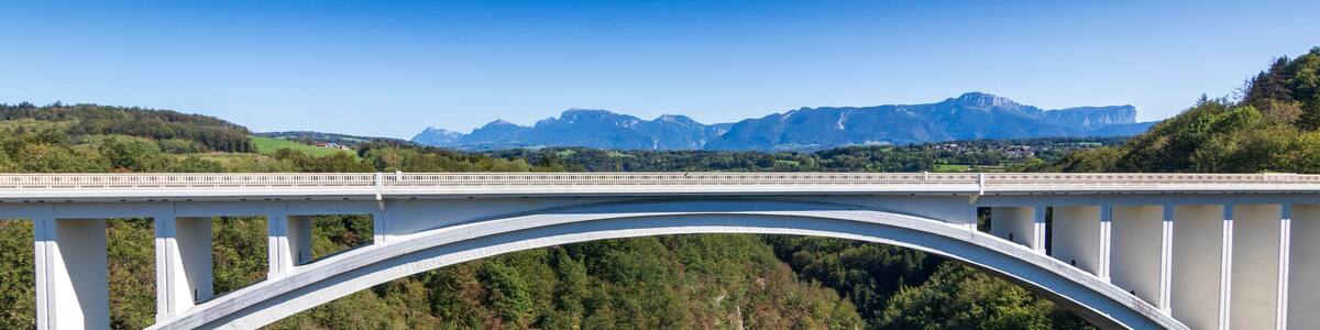 La Caille France - 09 24 2023. La Caille bridge, called pont Charles-Albert. Alonzier France