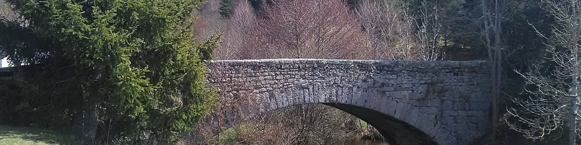 Ancien pont de la route départementale 4 sur la rivière Limagnole, commune de Saint-Alban-sur-Limagnole (Lozère).