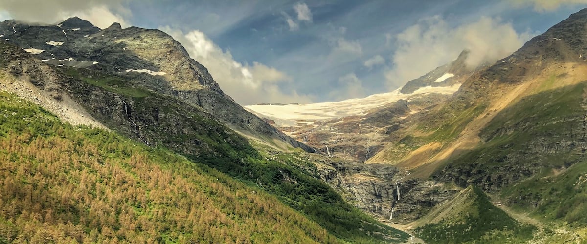 Alp Grüm. One of the glaciers along the Bernina Express route.