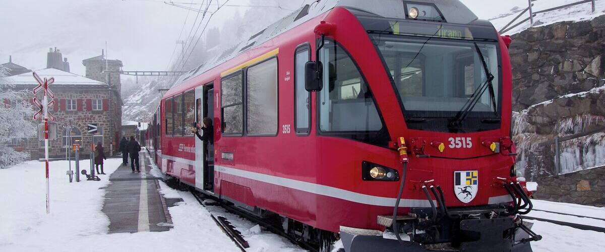 The Bernina Express at Alp Grüm.
The Bernina Express is one of the most spectacular train experiences. No wonder that this railway line is, with only three others, on the list of the UNESCO-world heritage.
The railway station and restaurant has been built in the characteristic style in 1923.
Read more about our ride through the Swiss Alps
http://www.swissnomads.com/2015/01/train-ride-bernina-express/
#snow