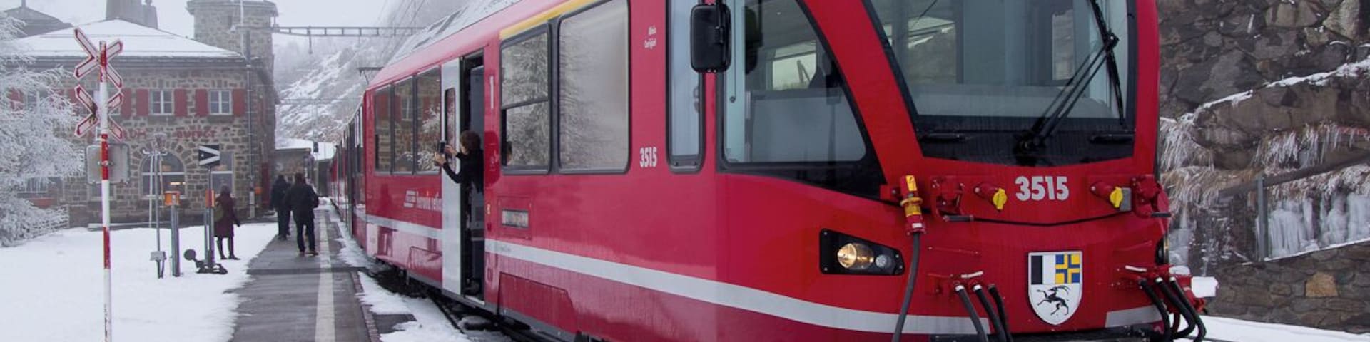 The Bernina Express at Alp Grüm.
The Bernina Express is one of the most spectacular train experiences. No wonder that this railway line is, with only three others, on the list of the UNESCO-world heritage.
The railway station and restaurant has been built in the characteristic style in 1923.
Read more about our ride through the Swiss Alps
http://www.swissnomads.com/2015/01/train-ride-bernina-express/
#snow