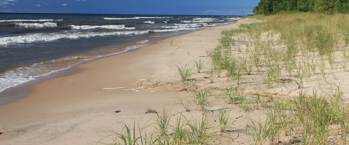 Attractive, deserted beach on Lake Michigan