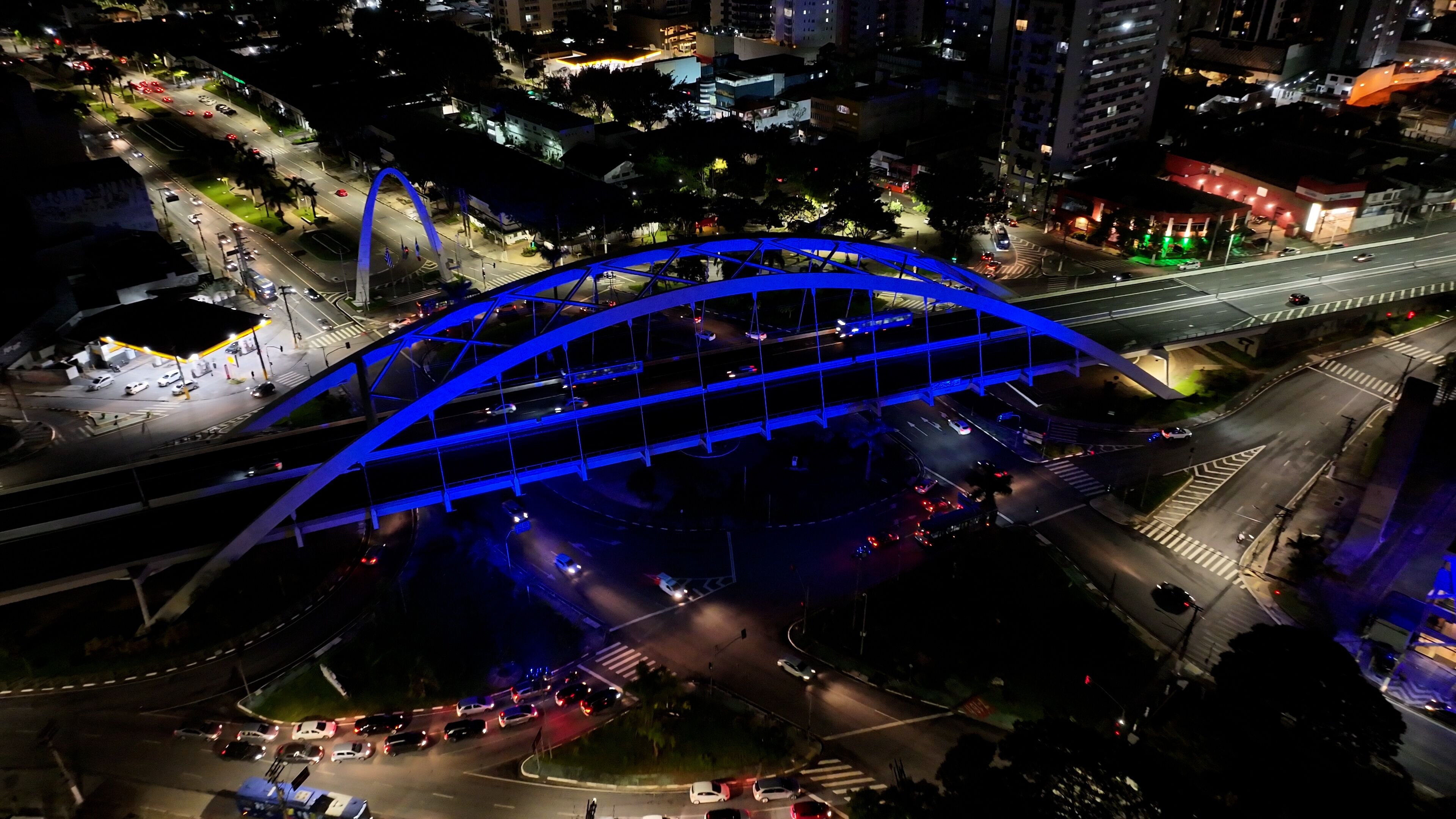 Metal Bridge At Osasco In Sao Paulo Brazil. Cityscape Bridge. Traffic Road. Sao Paulo Brazil. City Skyline Landscape. Metal Bridge At Osasco In Sao Paulo Brazil.