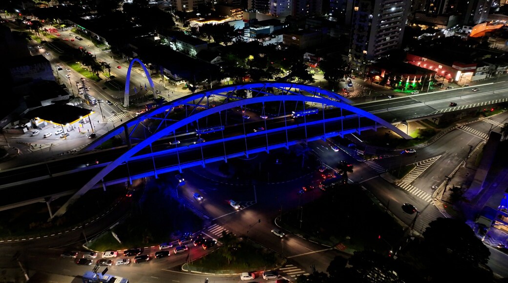 Metal Bridge At Osasco In Sao Paulo Brazil. Cityscape Bridge. Traffic Road. Sao Paulo Brazil. City Skyline Landscape. Metal Bridge At Osasco In Sao Paulo Brazil.
