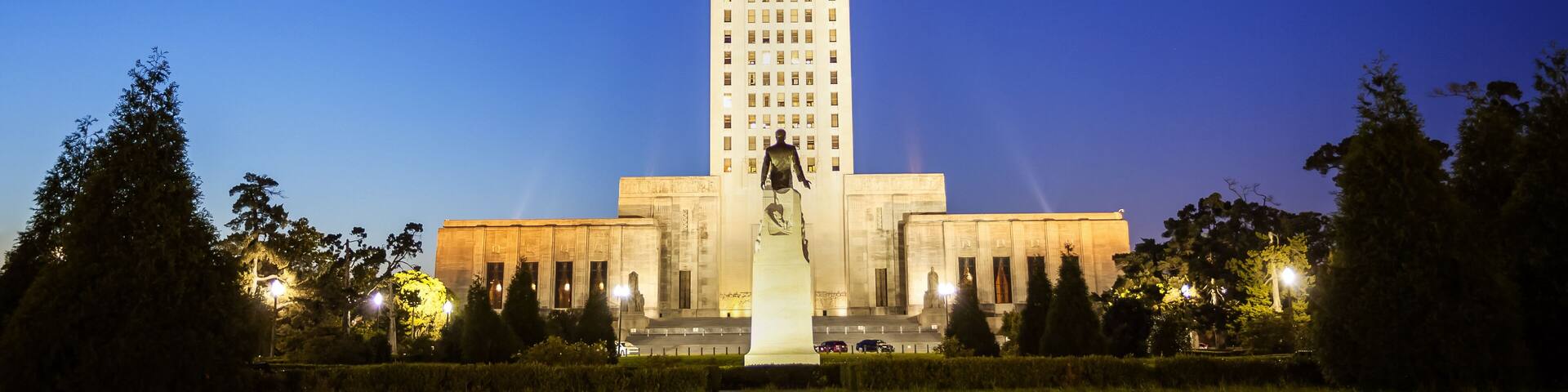 Louisiana State Capitol Building in Baton Rouge at Night