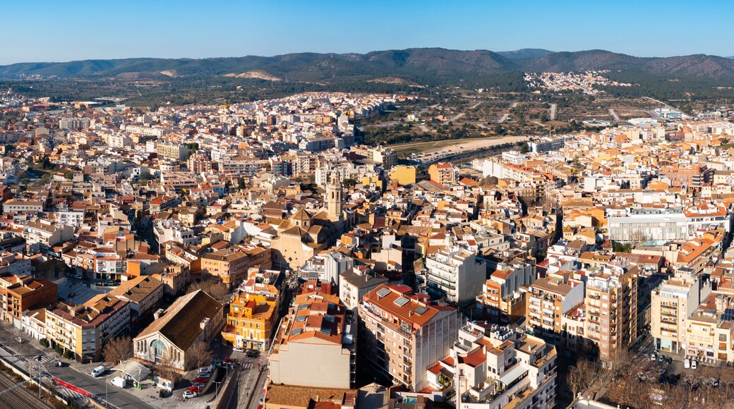 Aerial view of Spanish town of El Vendrell on sunny winter day, province of Tarragona, Catalonia..