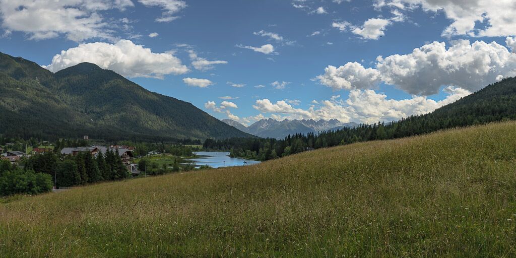 Beautiful day in the mountains in Seefeld, near Innsbruck. Lovely quiet alpine countryside.