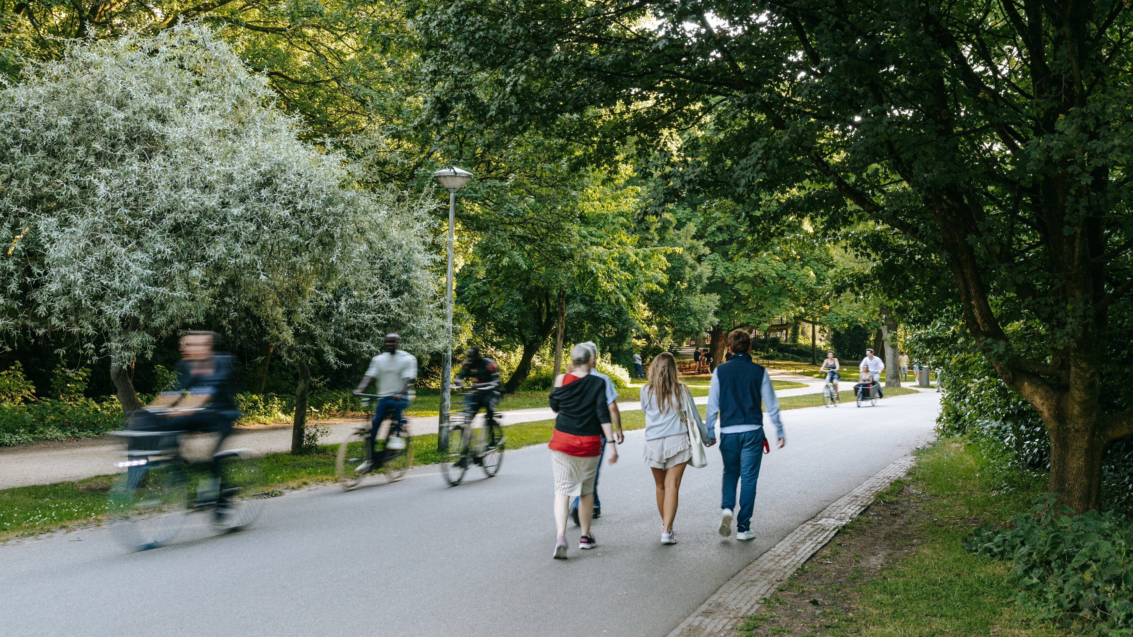 Vondelpark which includes a park as well as a small group of people