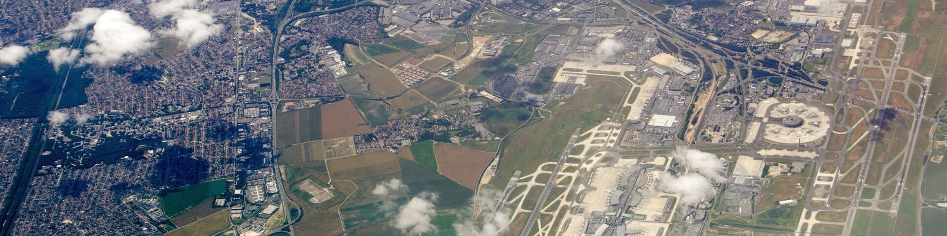 Charles de Gaulle airport, aerial view