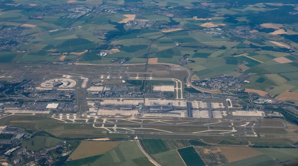 Aerial view of Charles de Gaulle airport in Paris