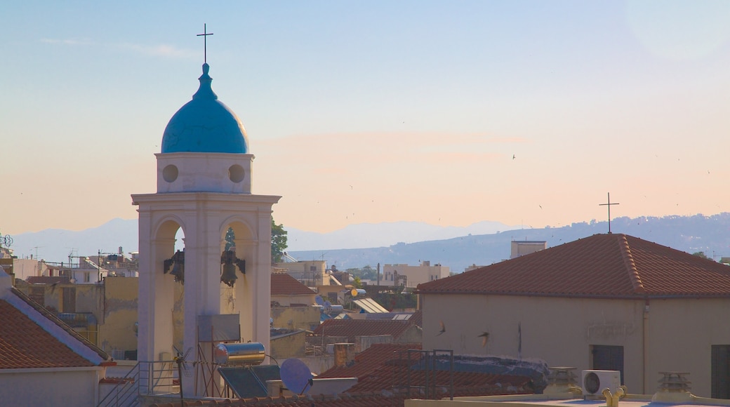 Chania featuring a sunset, a church or cathedral and religious elements