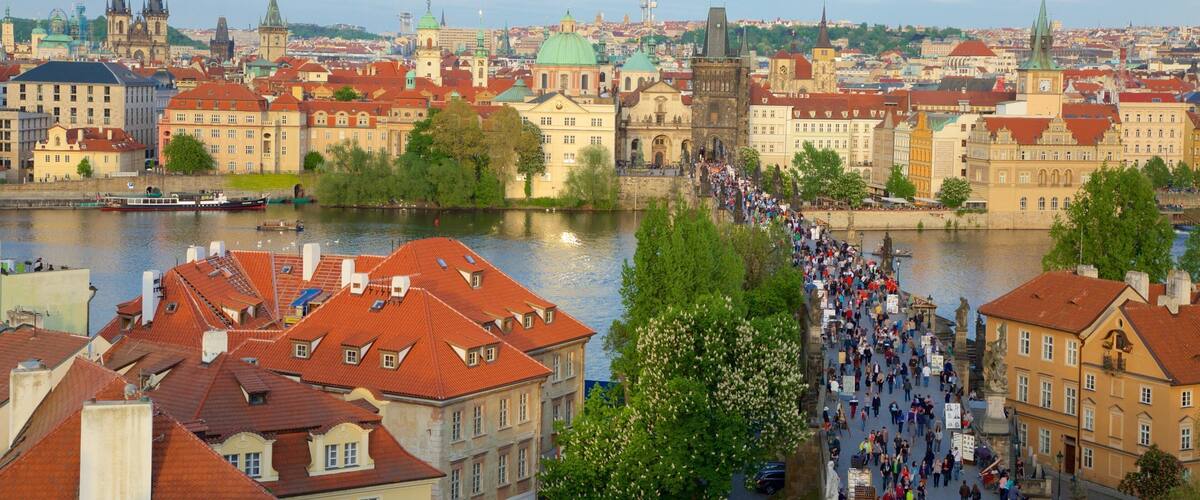 Prague featuring a city and a river or creek