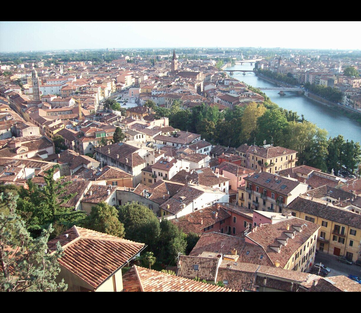 Panorama of Verona from the hills of the ancient Roman theatre