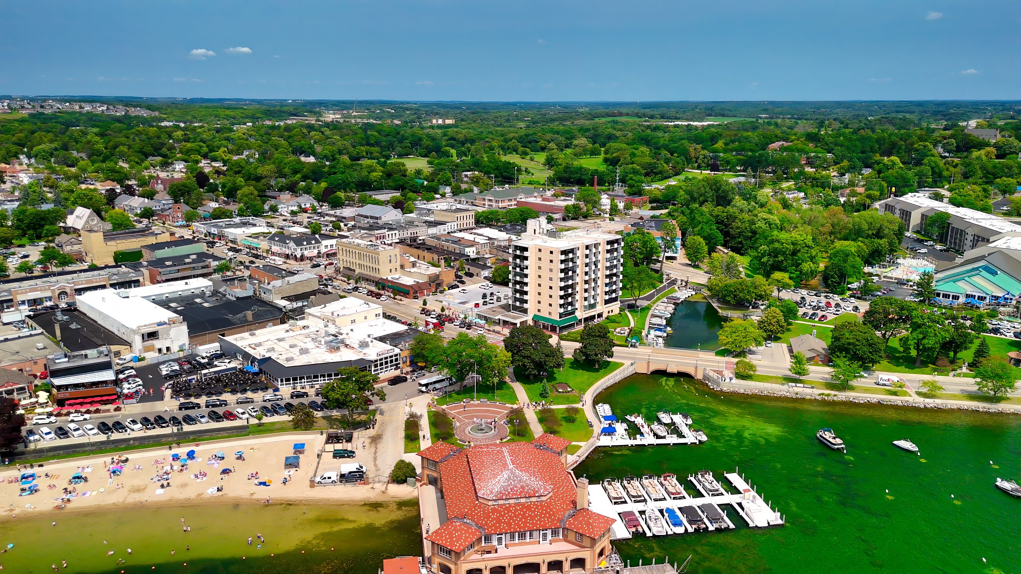 Aerial view of Lake Geneva, Wisconsin