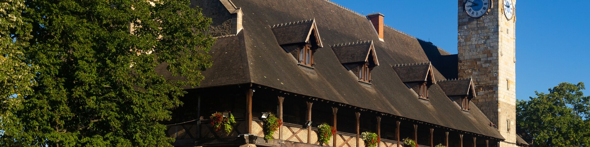 Castle of Dukes of Bourbon, view from the outside. City of Montlucon, department of Allier, France