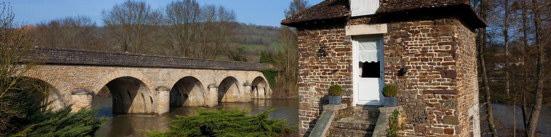 Bridge and Orne River, Clecy, Swiss Normandy, Normandy, France
