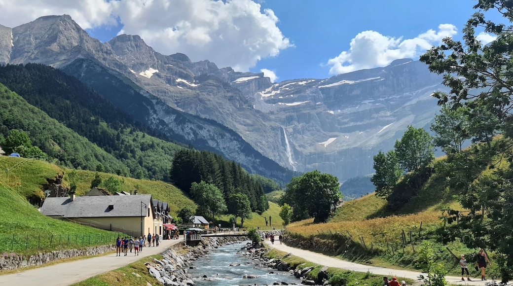 View on the waterfall in Cirque de Gavarnie, Pyrenees mountains, France