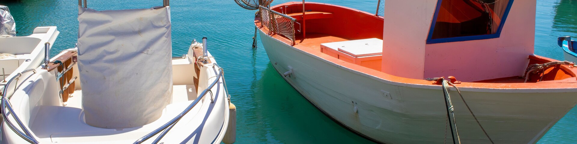 Closeup Boats in Cetraro, Calabria, Italy, Europe Italy Coast. Harbor With Boats, Yachts, Clear Water of the Tyrrhenian Sea