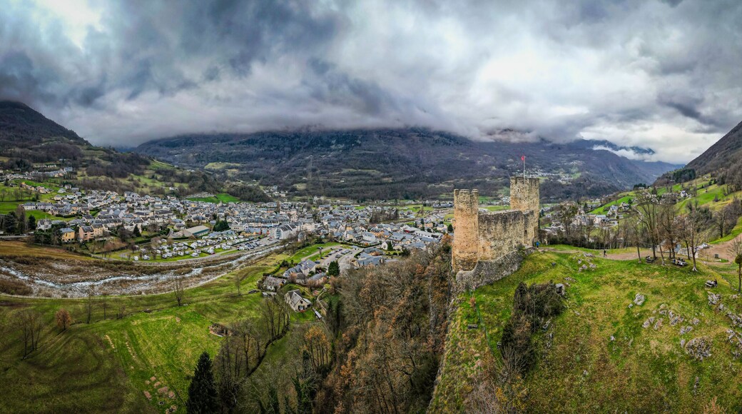 France, Hautes-Pyrenees, Gave de Pau, Luz-Saint-Sauveur, medieval castle of Sainte-Marie, 10th century. High quality photo