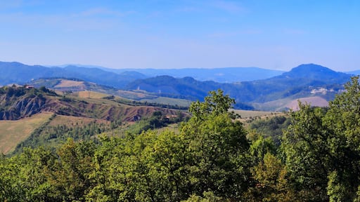Panorama view of Parco dei Gessi. Farneto, San Lazzaro di Savena, Bologna, Italy