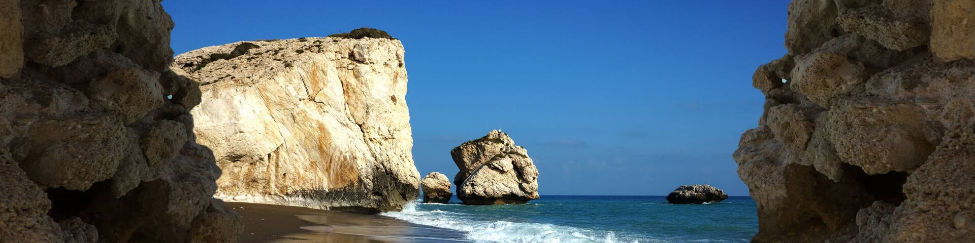 View at Aphrodite rock and beach, Cyprus